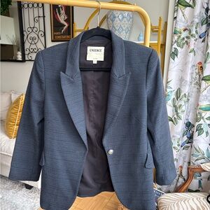 L'AGENCE Blue Charcoal Gray Knit Blazer